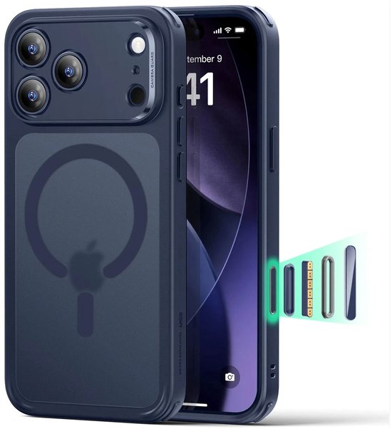 Coque ESR pour iPhone 17 Pro – Hybride Classic HaloLock – Compatible MagSafe/Qi2 – Coque arrière aimantée – Contrôle de l'appareil photo – Blauw givré