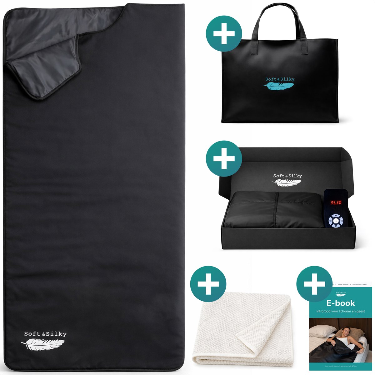 Bol.com Soft & Silky Infrarood deken - Leer - Sauna deken - Paneel - Warmte - Elektrische - Fibromyalgie - Verwarming - Infraroo... aanbieding