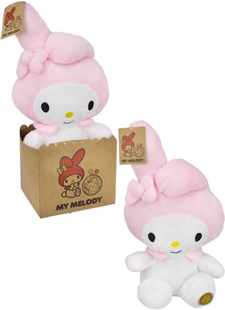 Hello Kitty My Melody knuffel 27 cm - in papier giftbag