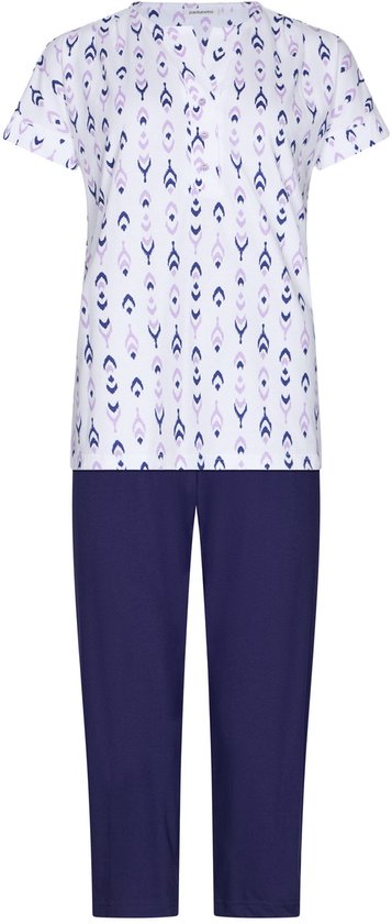 Pastunette - Pyjama - Purple Haze - Katoen - Wit/Blauw - Knoopsluiting - Maat 38