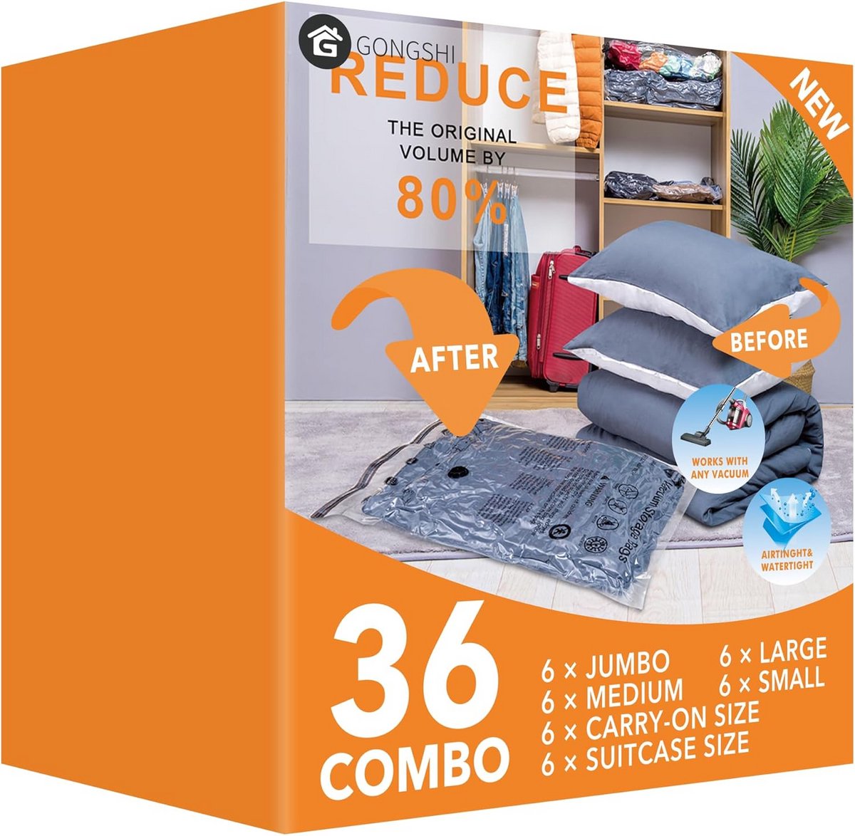 36 Stuks Vacuümzakken voor Kleding en Textiel