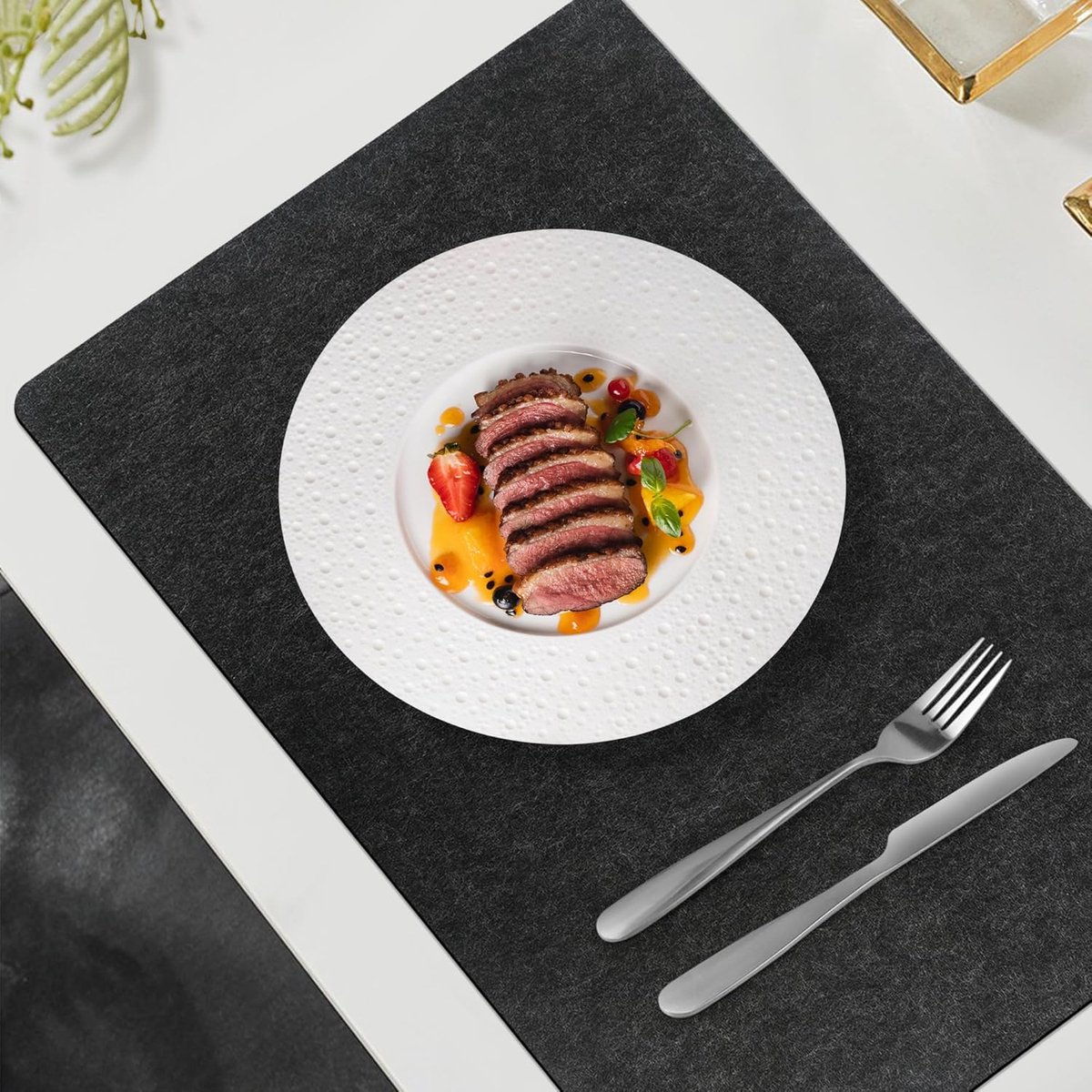 8 stuks Vilten Placemats 44x32 cm Dikke Tafelonderleggers Grijs Afwasbaar — cadeau in Wonen & Interieur - foto 2