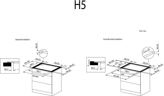 Inventum IKI6045 inbouw inductiekookplaat 60 cm - 1- of 2-fase - 4 kookzones - Switchzone - Boost - Timer - Kinderslot - Elektrische kookplaat 4 pits - Zwart