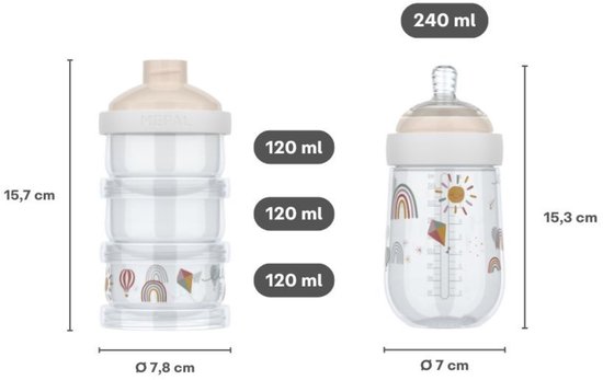 Mepal Melkpoedertoren + babyfles 240 ml Mio - Set voor flesvoeding - Sunshine & Rainbow van Merkloos — afbeelding 5