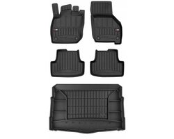 Frogum ProLine Complete Set: Luxe Rubberen Automatten + Kofferbakmat - Geschikt voor VW Golf 8 Hatchback vanaf 2019 - Lage laadvloer met organizer - Perfecte Pasvorm - Geurloos TPE - Zwart