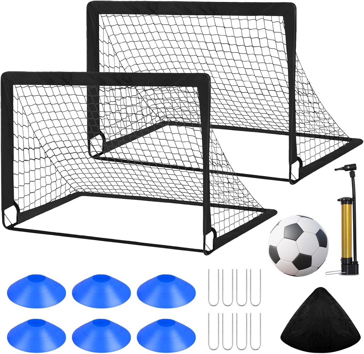 Voetbaldoel - Voetbalgoal - Voetbal doel - Voetbal Goal Makkelijk Opbergen - Snelle Montage voetbaldoelen - Voetbal Training Goals - Zwart - 2 Delige met accessoires - van Imperatoris