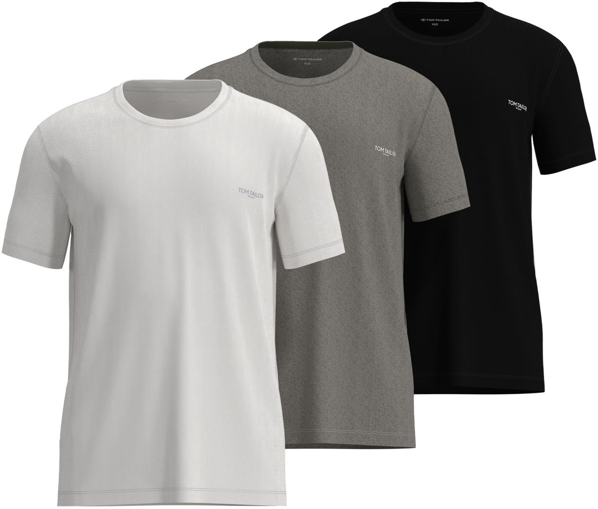 TOM TAILOR - Ohio - Heren Ondershirt met ronde hals - 3-pack - Multicolor
