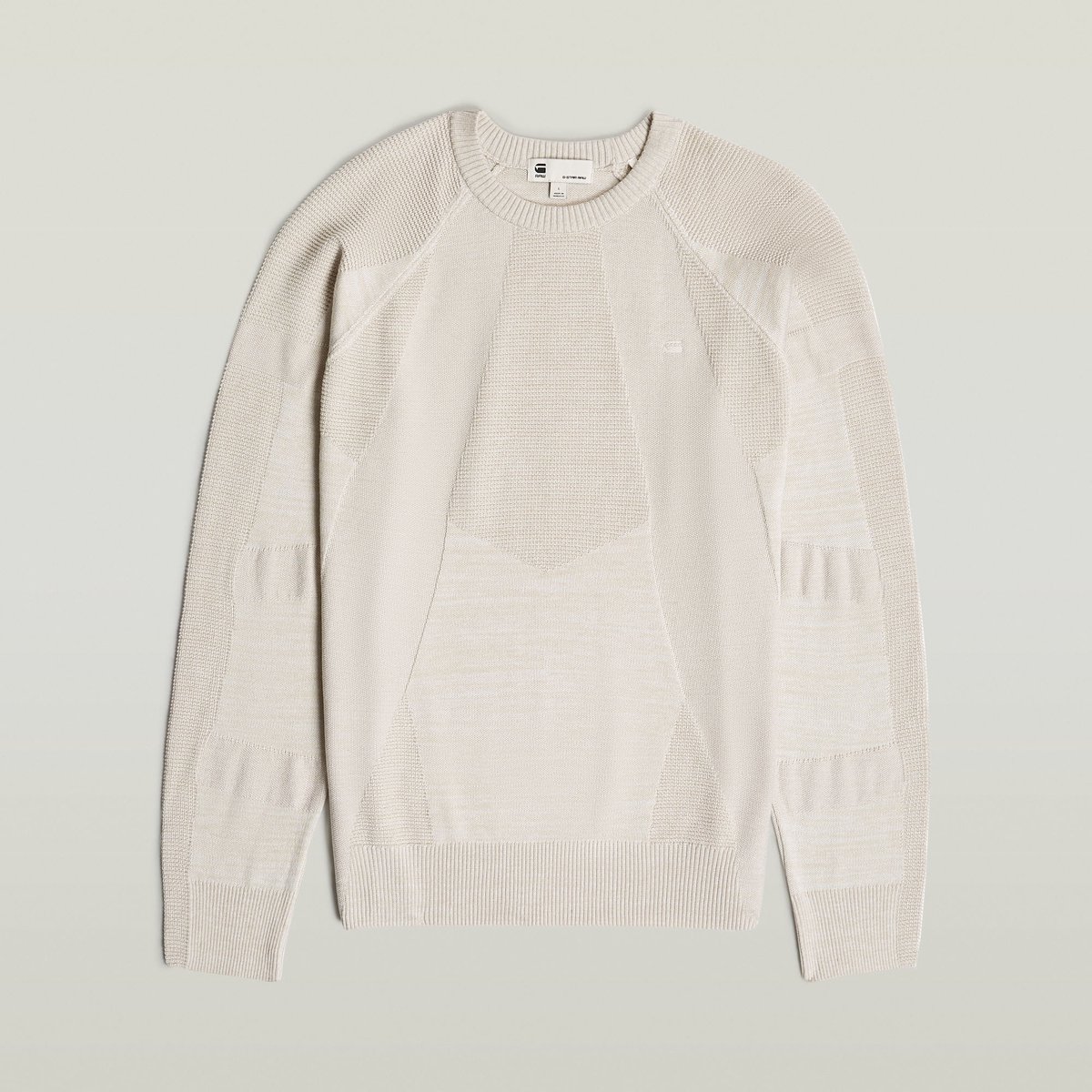 G-STAR 3D biker r knit Heren Trui Whitebait/dk Brick