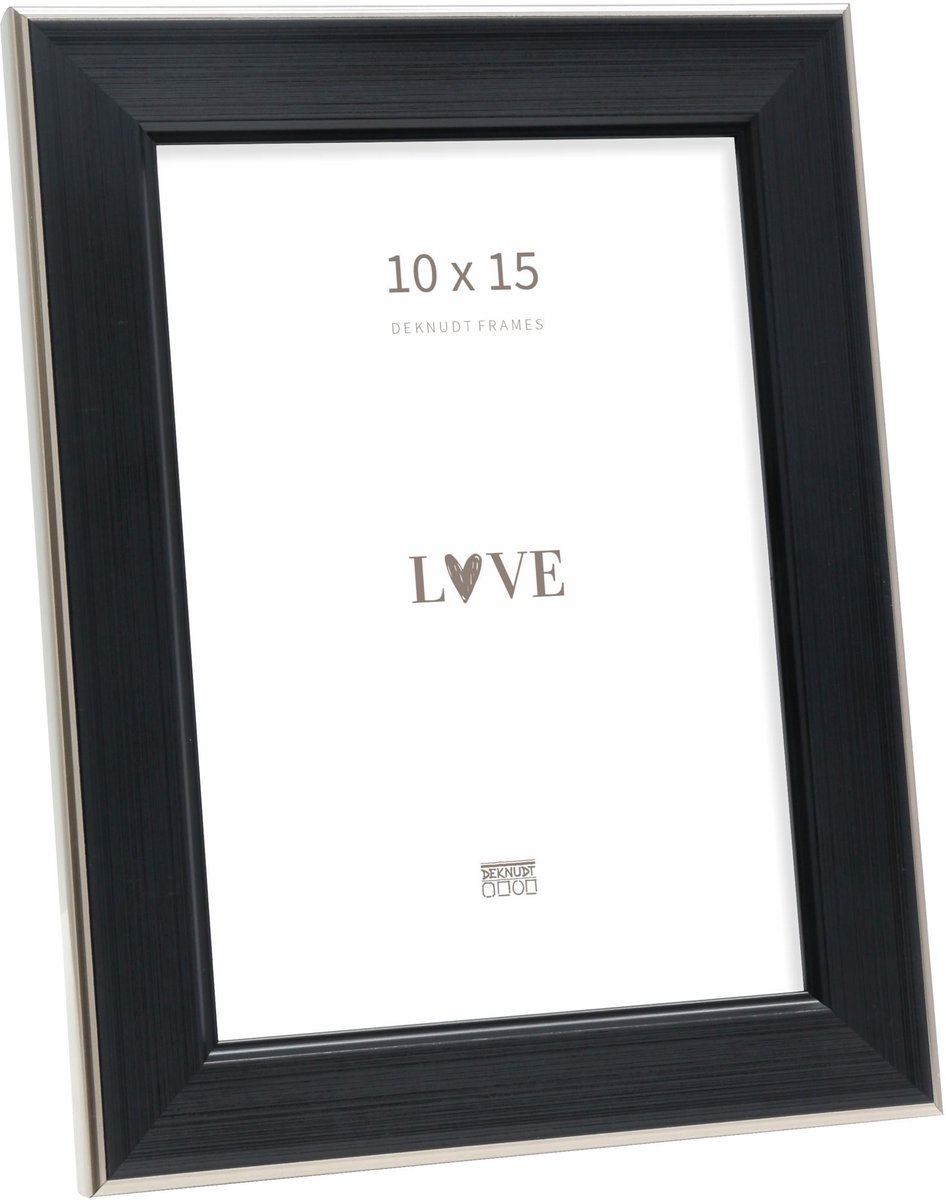 Deknudt Frames fotolijst S244E2 - zwart met zilverbiesje - 10x15 cm