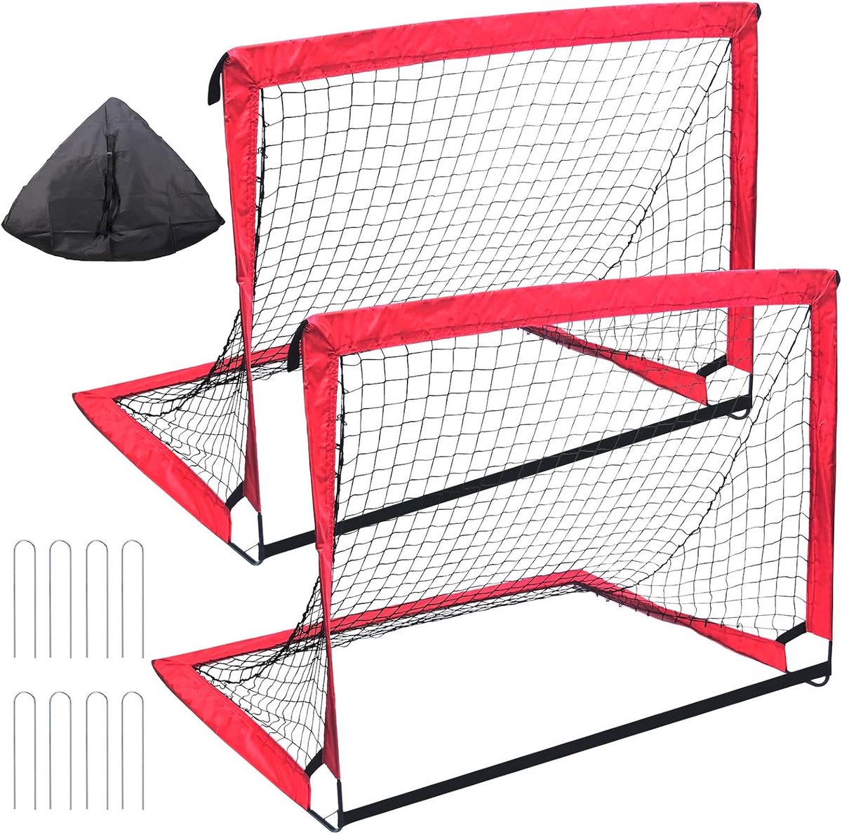 Voetbaldoel - Voetbalgoal - Voetbal doel - Voetbal Goal Makkelijk Opbergen - Snelle Montage voetbaldoelen - Voetbal Training Goals - Rood - 4 x 3 ft - 2 Stuk Voetbaldoelen met accessoires - van Imperatoris