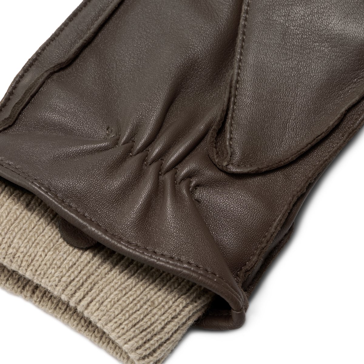 Donkerbruine Handschoenen van Schapenleer met Manchetten voor Touchscreens