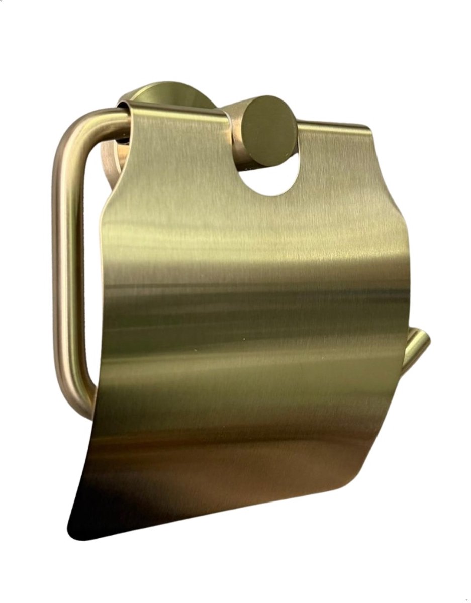 Toiletrolhouder met klep - Toiletrol Houder - Wc Rolhouder - Goud - Geborsteld Messing PVD
