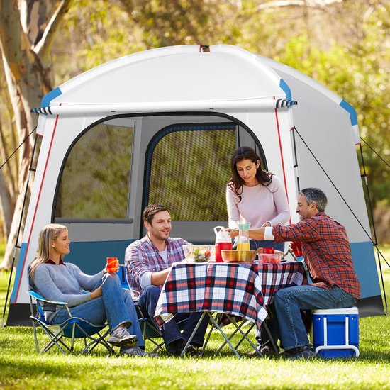 KOMFOTTEU Campingtent, waterdicht, voor 4-5 personen, koepeltent, groot met netdeur en netramen, groepstent familietent, draagbaar, met tas, outdoor tent voor reizen, trekking, kamperen van Merkloos — afbeelding 2