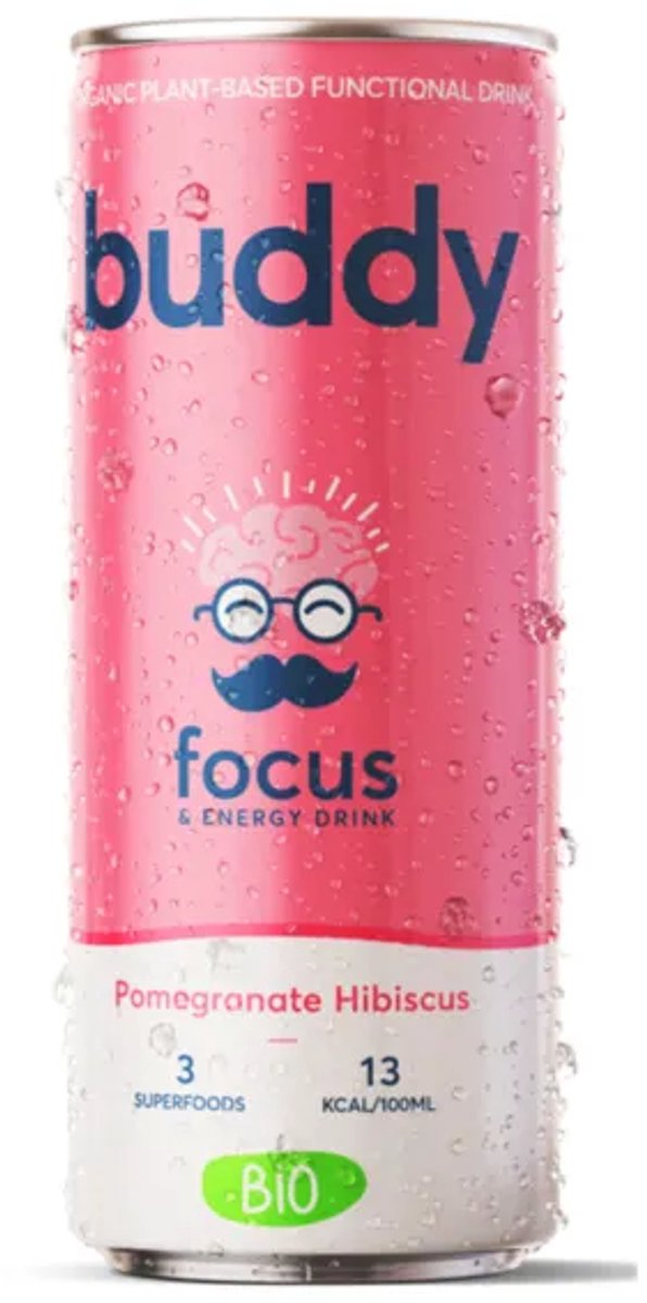 Buddy Pomegranate Hibiscus Bio Blikje (12x 250 ml)