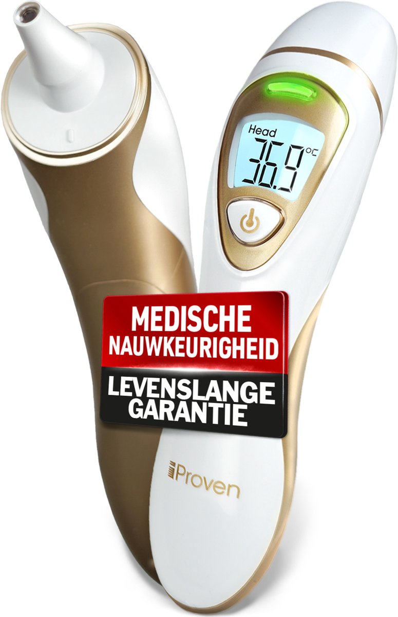 iProvèn Pro Serie | Oorthermometer met contactloze voorhoofdfunctie | Nauwkeurige metingen voor volwassenen, kinderen en baby’s | Premium digitale thermometer voor alle leeftijden
