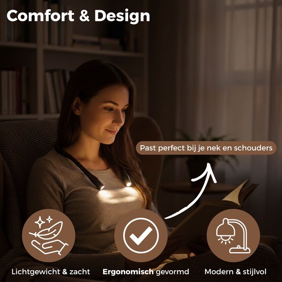 Nextora Neklamp - Nekleeslamp - Leeslampje voor Boek - Neklampje voor Haakwerk - Neklamp Oplaadbaar - Neklampje - Zwart van Merkloos — afbeelding 5