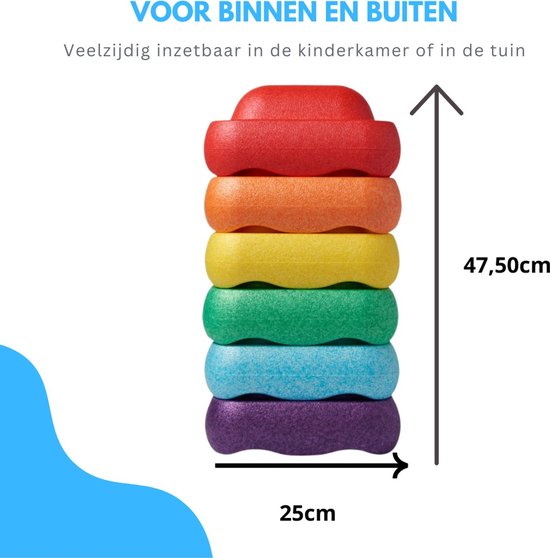 Livista Stapelstenen - Balanceerstenen - regenboog - 6 stuks - Balans speelgoed - Vierkant van Merkloos — afbeelding 4