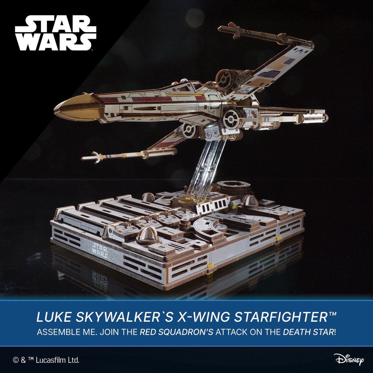 UGEARS 3D Modelbouw - Luke Skywalker's X-Wing Starfighter - Star Wars - Mechanisch Bouwpakket Hout - Educatief Speelgoed — afbeelding 21