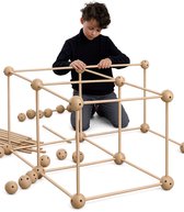 Les Petits Ingénieurs – Jouets de construction Montessori en bois durables – Ensemble de construction complet avec balles, bâtons et plaques – Construction créative pour les enfants dès 3 ans