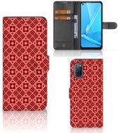 Coque Téléphone OPPO A72 | OPPO A52 PU Premium Housse pour Batik Rouge