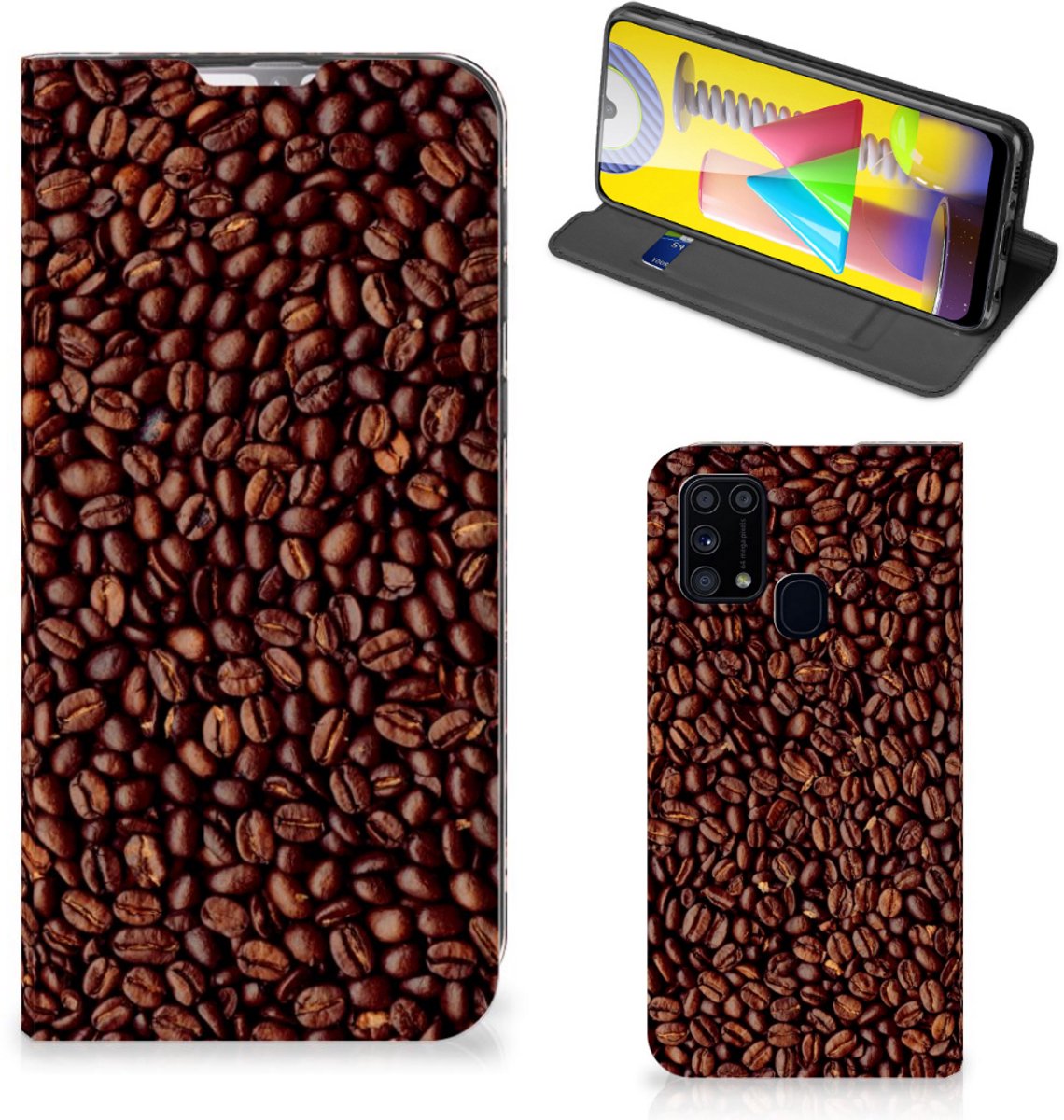 Standcase Hoesje voor Samsung Galaxy M31 Flip Style Cover Koffiebonen