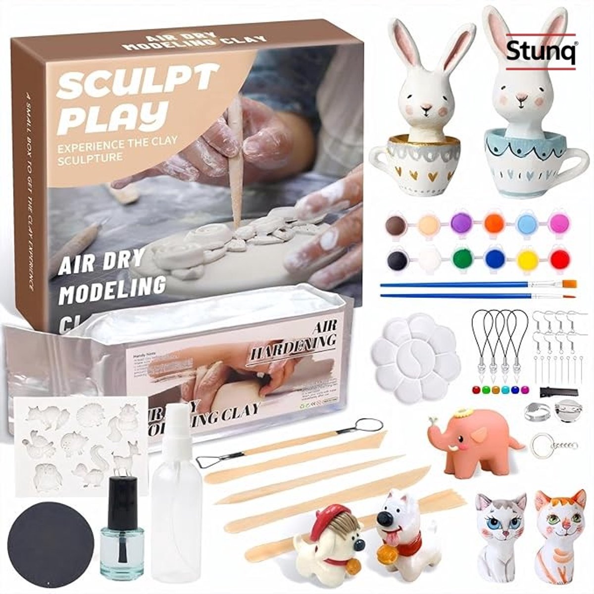 Complete creatieve kleiset voor thuis met verf en gereedschap