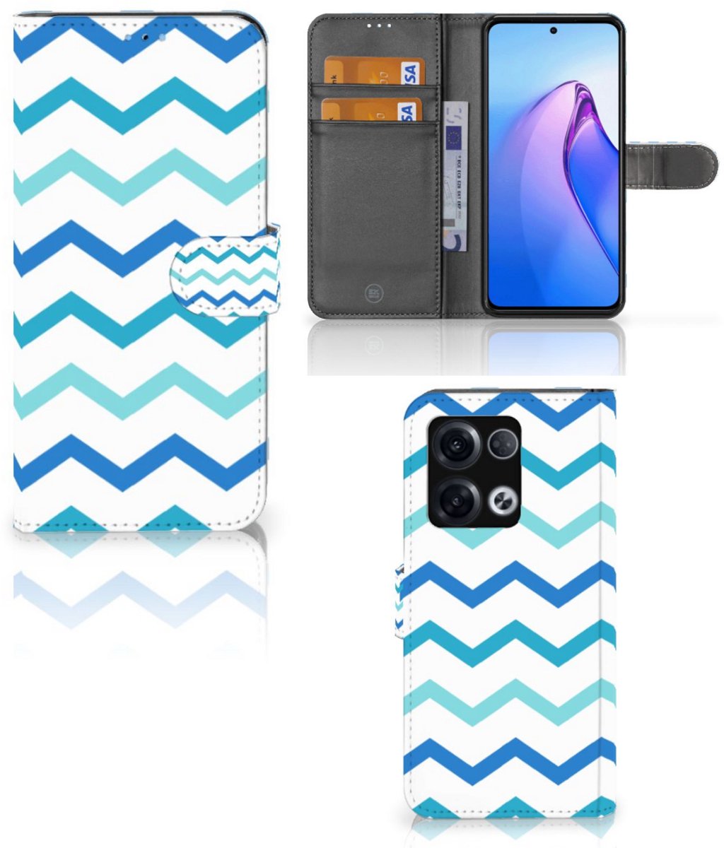 OPPO Reno8 Pro Telefoon Hoesje Zigzag Blauw