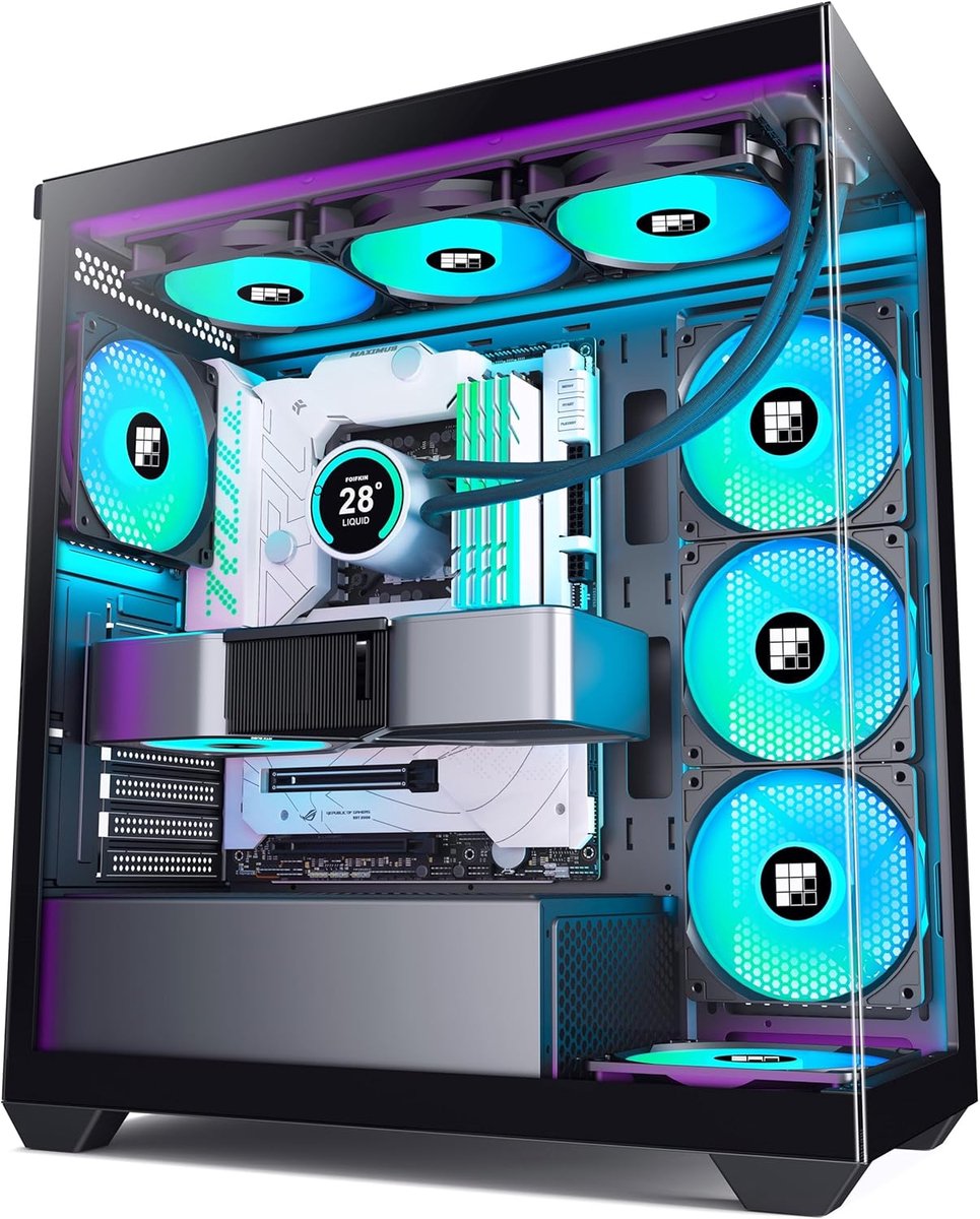 Gaming PC Case met 3 PWM ARGB Fans en 270° Panorama Glas - ATX Mid-Tower