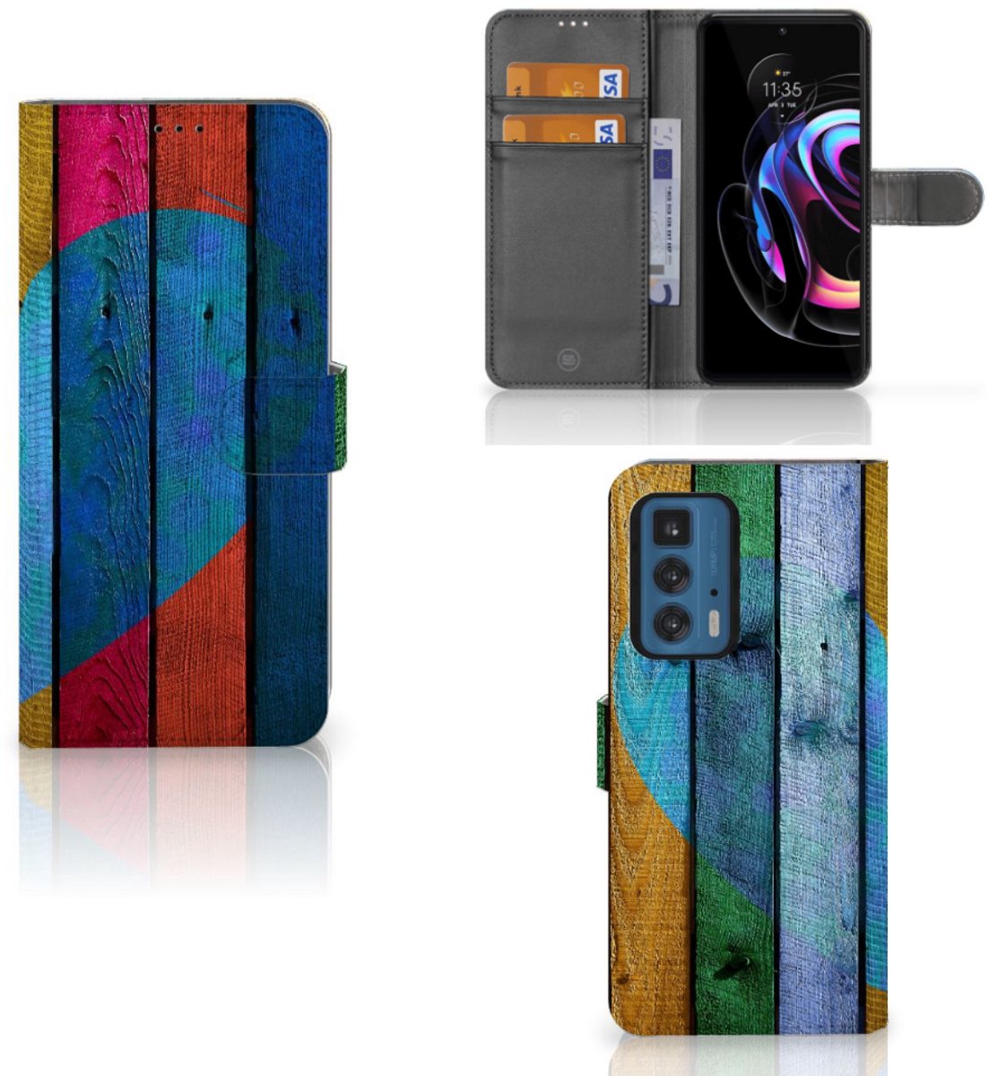 Motorola Edge 20 Pro Book Style Case Wood Heart - Cadeau voor je Vriend