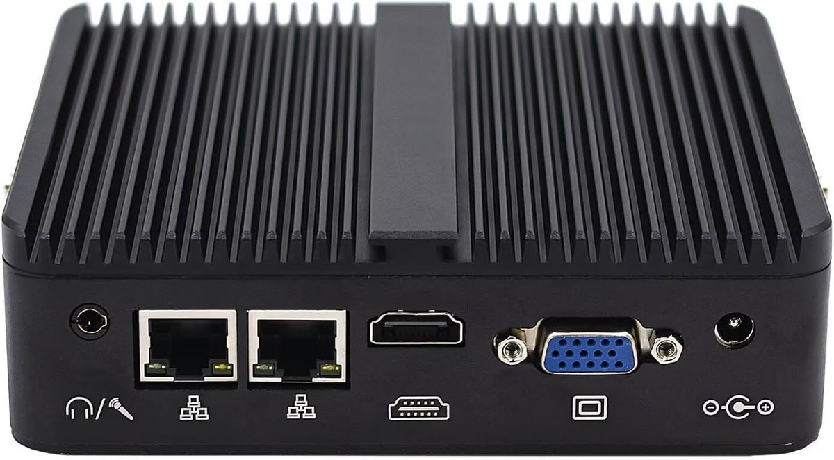 Ventilatorloze Mini PC voor Industrie | Win 11 Pro | 8GB RAM | 128GB SSD | Draagbare Mini Desktop Computer