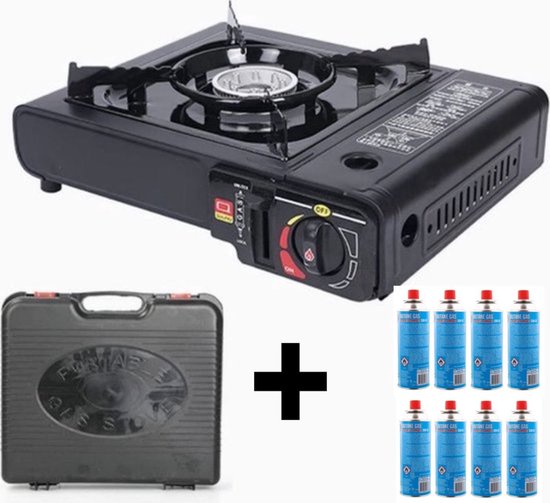 Camping kooktoestel 1 pit Inclusief 8 gasbussen