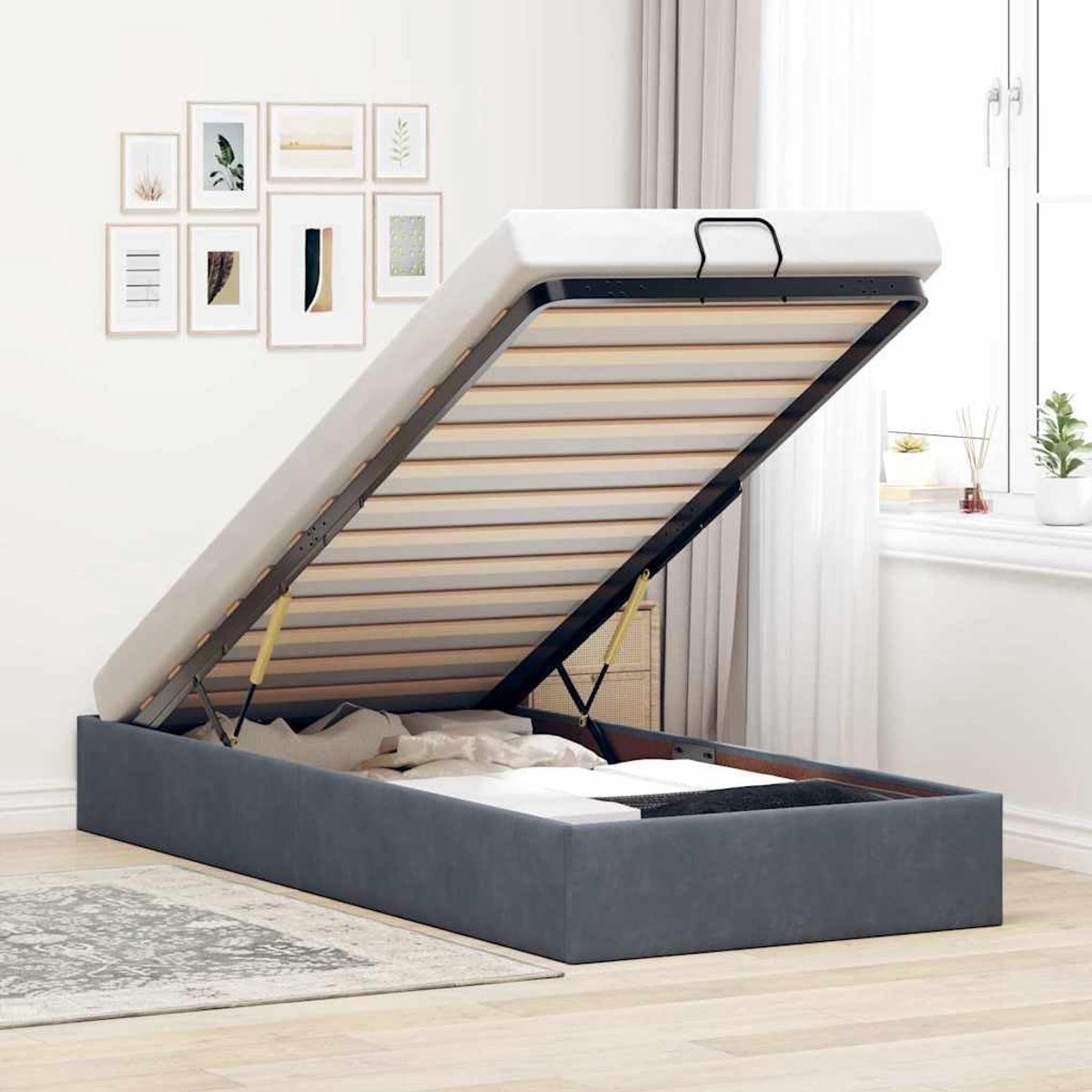 Bedframe 80x200 cm met opbergruimte - Velvet Donkergrijs