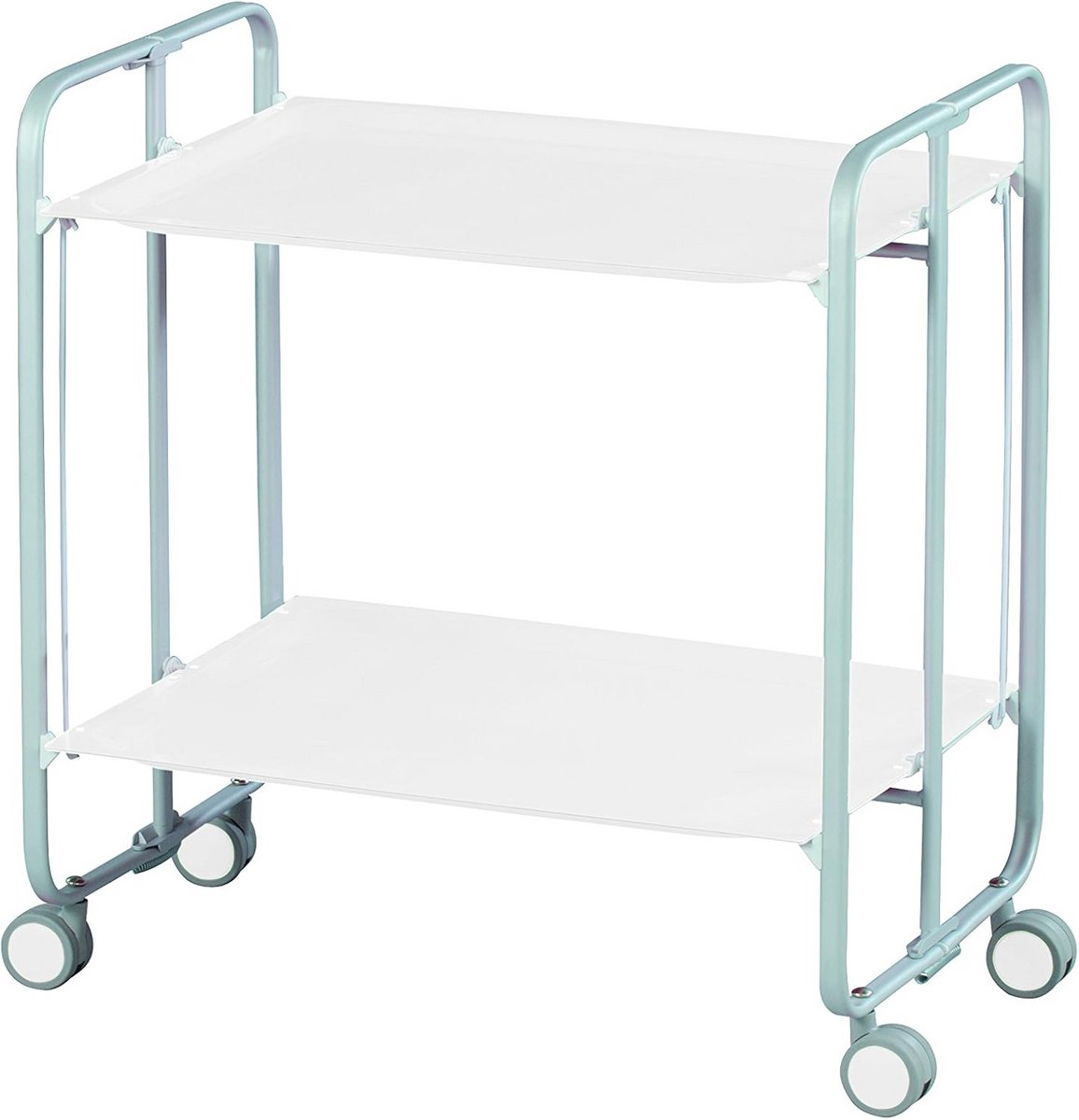 Vouwbare Serving Trolley met 2 Planken - Grijze Metalen Trolley