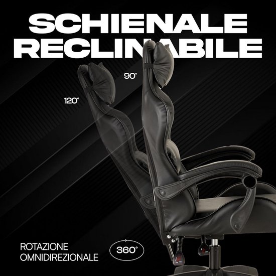 Ergonomische Gamingstoel met Hoofdsteun en Verstelbare Rugleuning — afbeelding 5