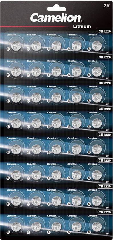 Camelion Lithium CR1220 3V batterijen, 20 stuks.
