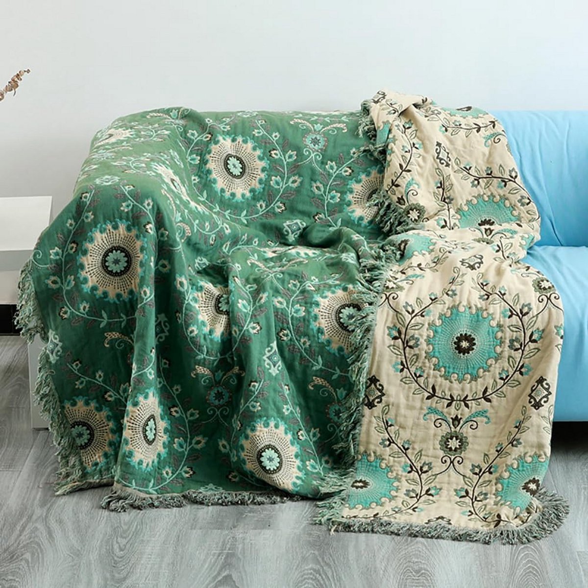 Zachte Boho Plaid voor Bank - 100% Katoenen Dekens en Plaids, Cozy en Warme Decoratie, 200 cm