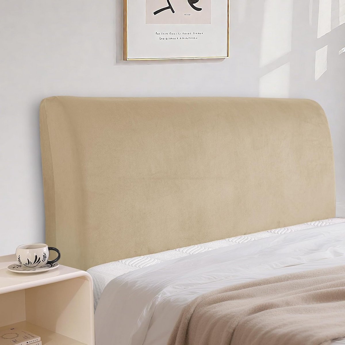 Fluwelen Hoofdbordbedekking - Elastische en Wasbare Bescherming voor Bed- Hoofdbordbekledi