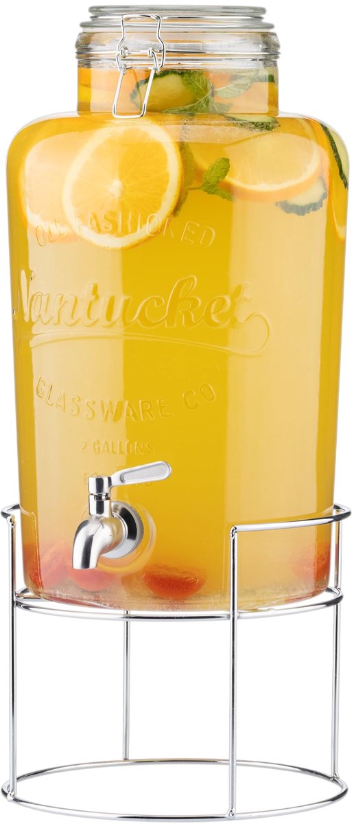 Drinkdispenser - Elegante Waterdispenser met Tapkraan - 8 Liter Capaciteit - Inclusief Metalen Stand