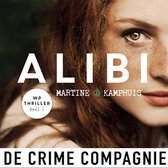 Boekcover van Alibi van Martine Kamphuis, deel 1 van De Crime Compagnie. Met een close-up van een vrouw met rood haar en sproeten.