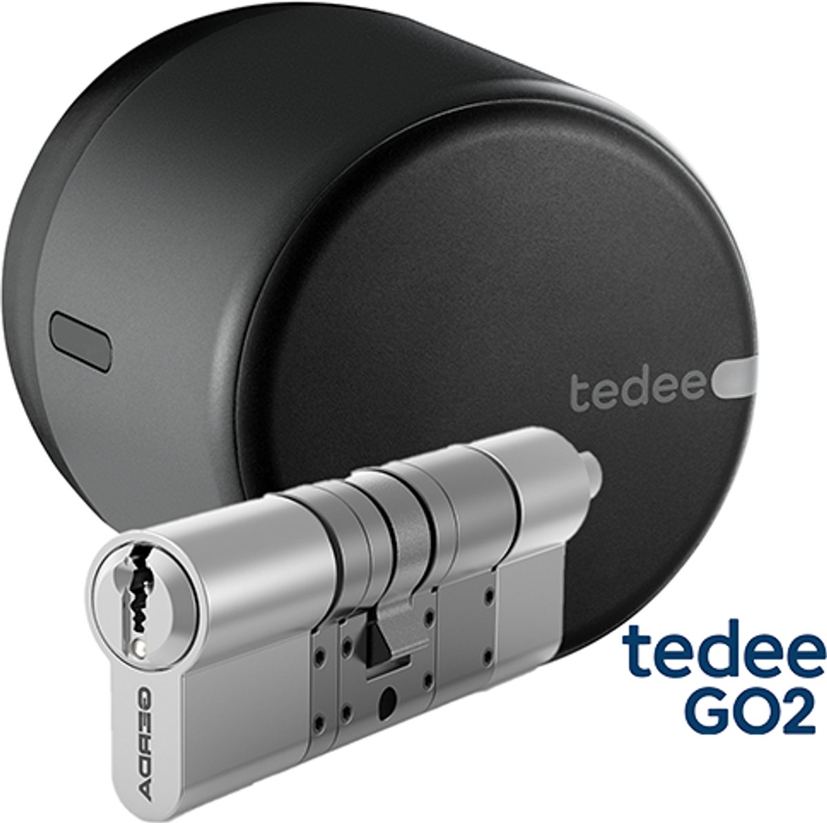 Tedee GO smartlock inclusief cilinder | zwart | GO2 slim slot | Zelf op maat maken tot max 60-60 mm | bedien met je smartphone | slim deurslot | Bluetooth | 5 sleutels | EU Klasse D (geen SKG) | Matter