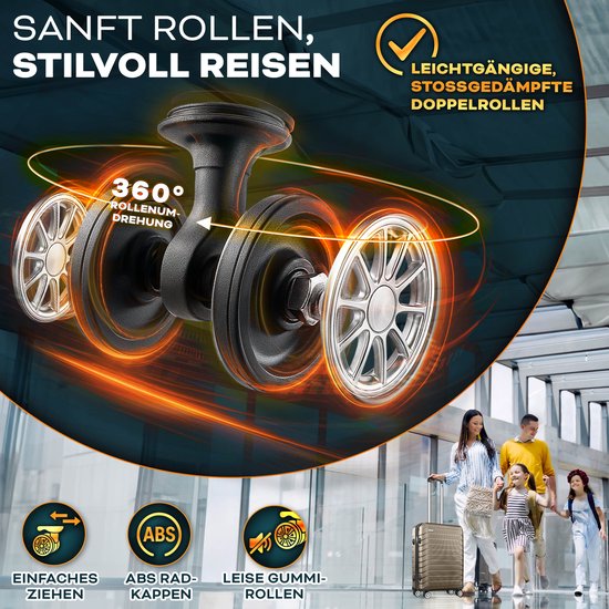 tillvex® reiskofferset 4-delig + bagageweegschaal, 8X kofferriemen & 4X kofferhangers | kofferset 4 wielen | trolley bagage koffer TSA-slot | set koffer met harde schaal S-M-L-XL, legergroen