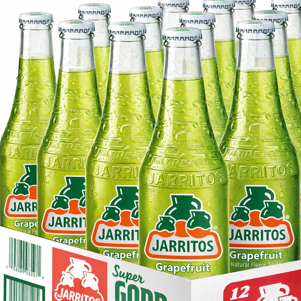 Jarritos Grapefruit Frisdrank – 12 x 370ml – Mexicaanse Soda – Glazen Flesjes – 12-Pack
