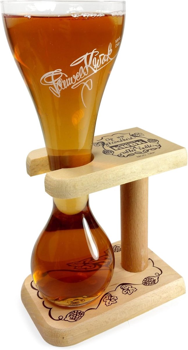 Oorspronkelijk bierglas met houten stand - 330ml
