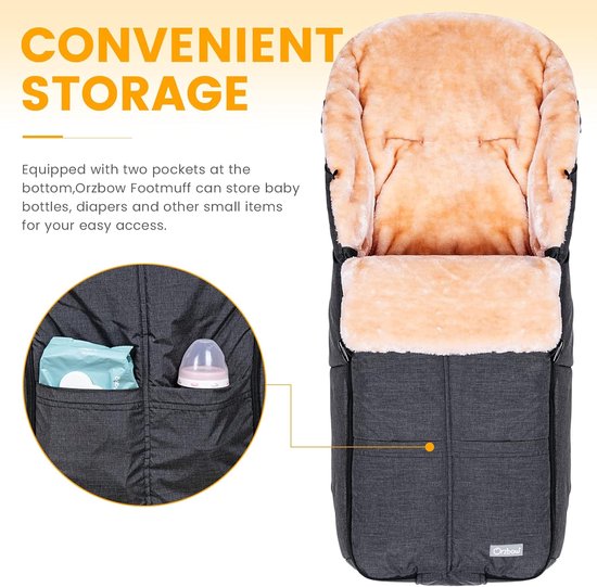 Wintervoetenzak Voor Kinderwagen - Warm & Afneembaar Met Faux Schapenvacht — afbeelding 4