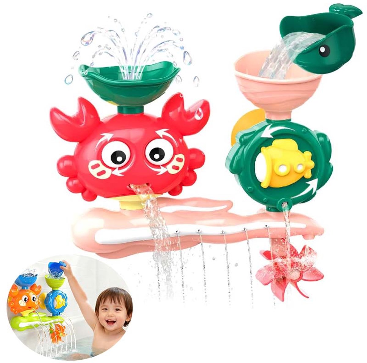 Baby Badspeelgoed - Krab Vorm Badspeelgoed - Baby Draaien Speelgoed - Badkamer / Buiten Speelgoed - Geschikt Voor Jongens En Meisjes Van 1-3 Jaar (Rood)