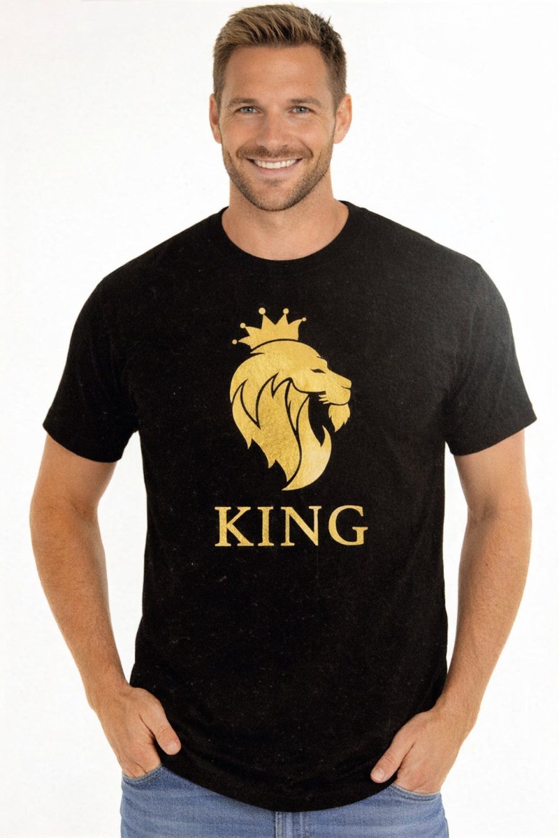 Shirt King Zwart Volwassenen Mannen Zwart / Goud Koningsdag Maat L