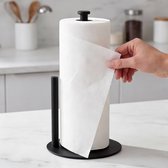 Porte-rouleau de Papier Noir RVS – Distributeur de Papier Essuie-tout pour Plan de Travail – Antidérapant – Universel pour Grands Rouleaux
