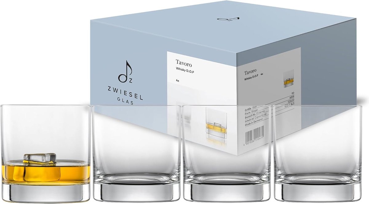 Grote Whiskyglazen 4-delige Set, 400 ml, Tritan Kristalglas, Vaatwasserbestendig