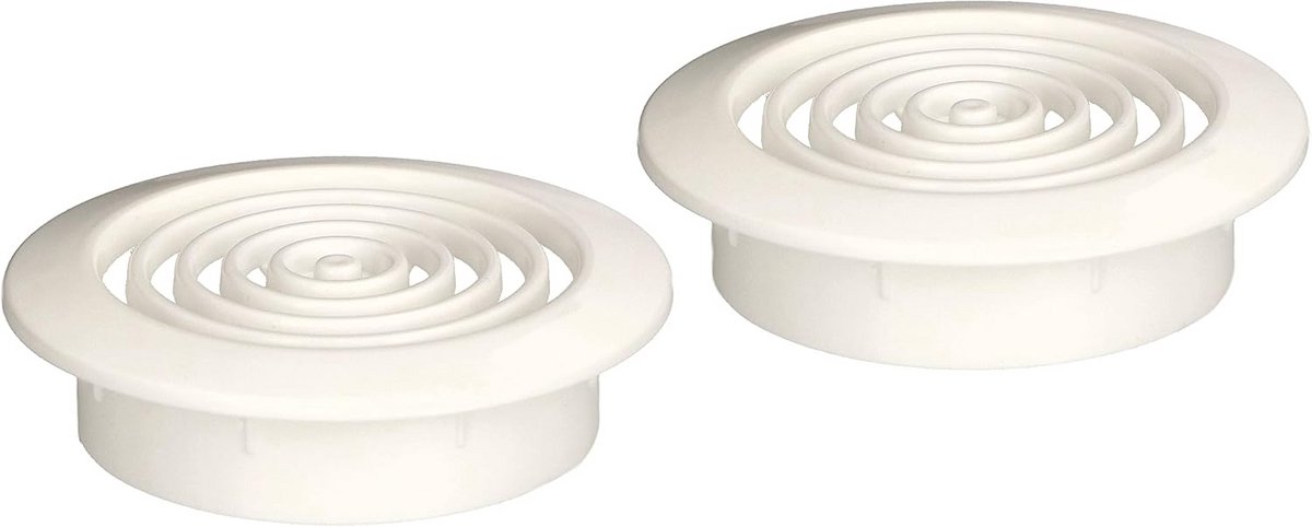 Set van 2 ventilatieroosters met insectenhor - Rond 45 mm - Wit