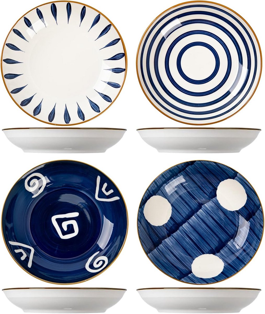 Set van 6 Keramische Borden (17.8 cm) - Vaatwasser- en Magnetronbestendig Ontbijt- en Pastaborden
